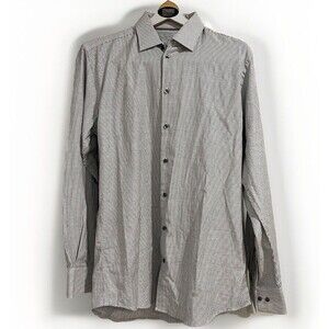 GIVENCHY MEN White Black Pattern 100% Cotton Long Sleeve Button Shirt 15.5 2/3